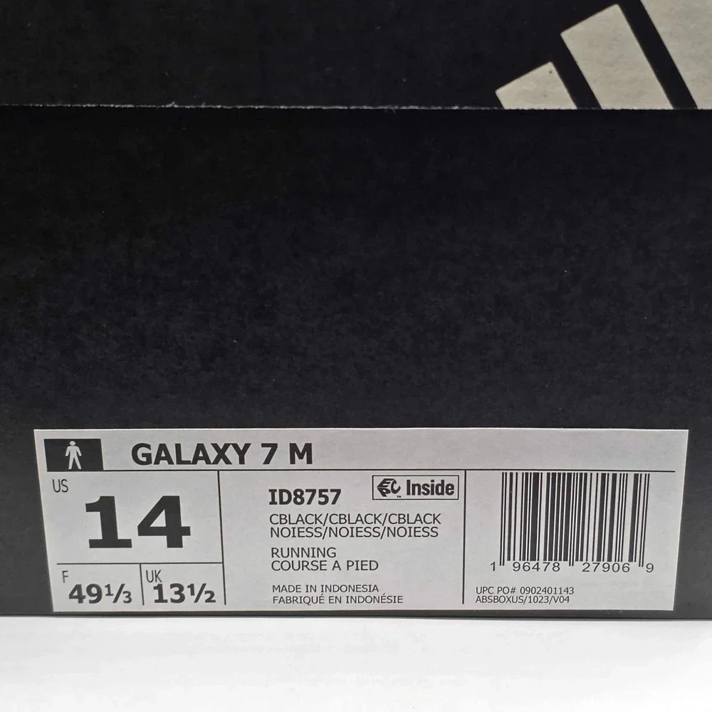 Adidas Galaxy 7 Running Shoes Men's Size 14 Triple Black Cloudfoam NWT ID8757
